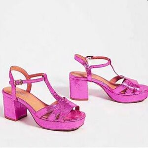 Anthropologie Metallic Pink Heels